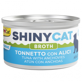 Пълноценна консервирана храна за котки GimCat SHINYCAT TUNA WITH ANCHOVIES риба тон и аншоа в натурален бульон